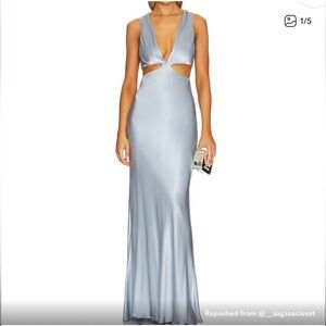 Elegant Silver Cutout Gown